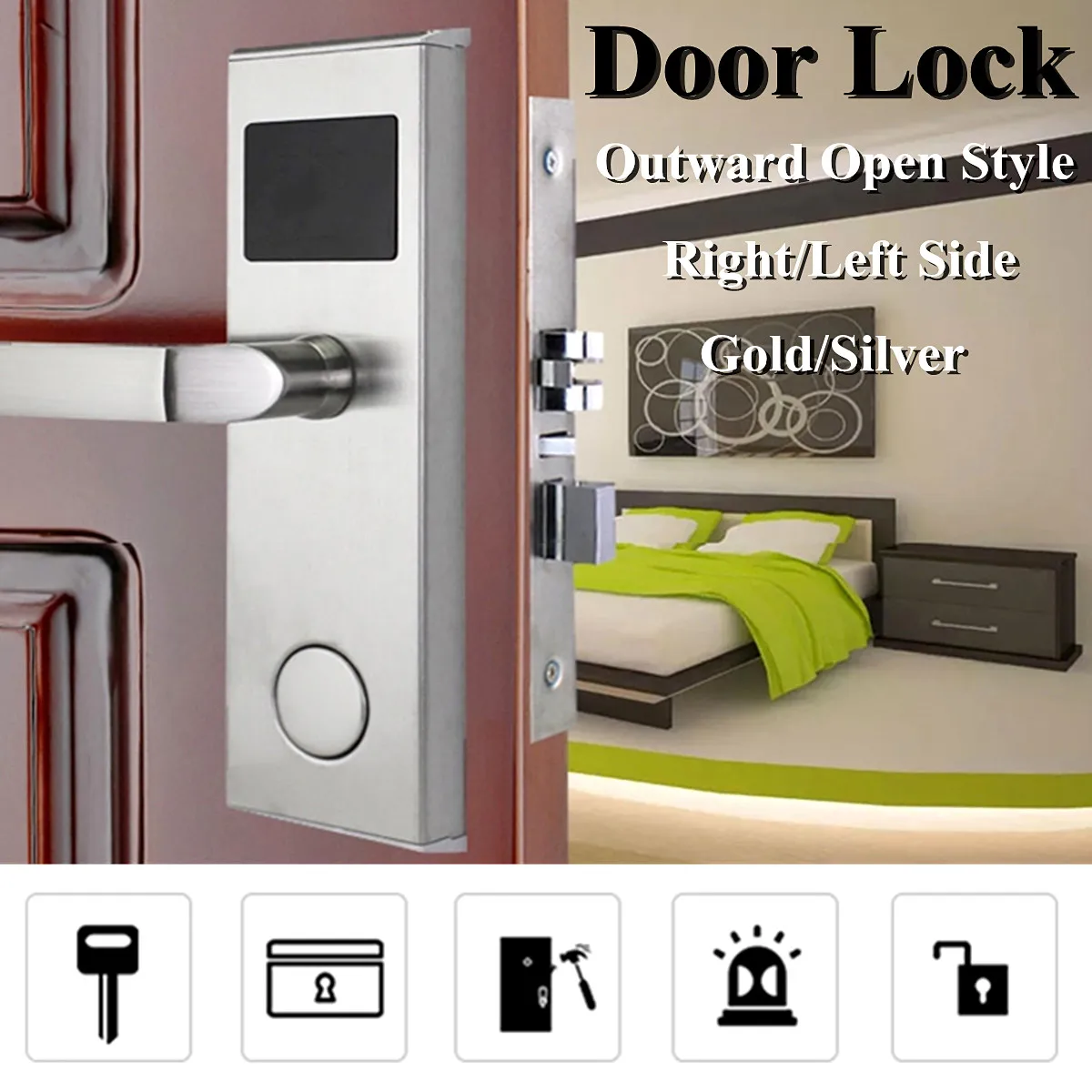 

Door Lock System Stainless Steel Intelligent RFID Digital Card Key Unlock Hotel Anti- rust Anti-corrosion Stable Memory Alarm