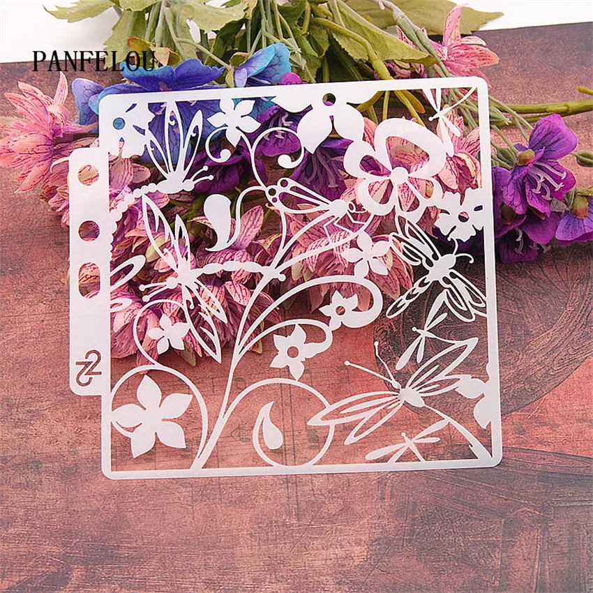 

Vines dragonfly scrapbook stencils spray plastic mold shield DIY cake hollow Embellishment printing lace ruler valentine