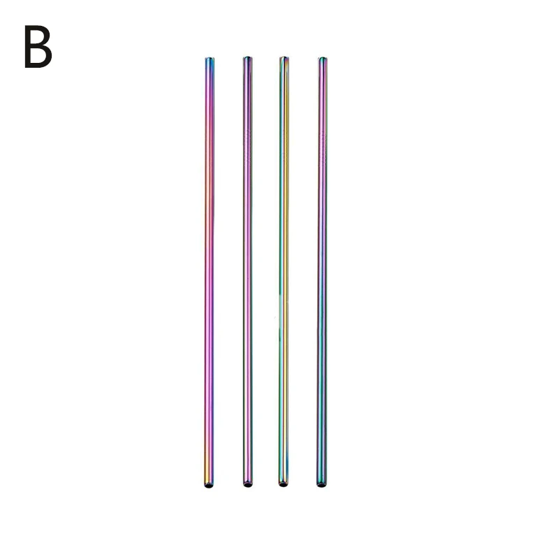 4 шт красочные соломинки из нержавеющей стали прямой и изогнутый многоразовый фильтр с кисточкой DIY Чай Кофе Инструменты - Цвет: Straight