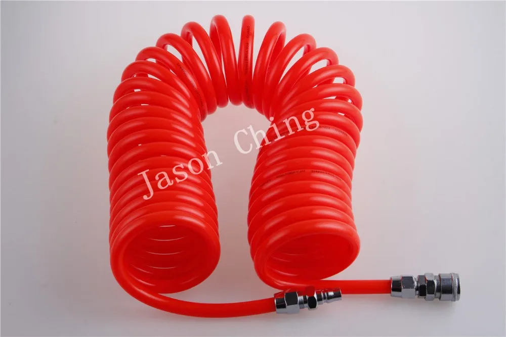 6m Polyurethane Recoil Air Hose 12mmx 8mm Fitting Air Compressor Pipe Tool
