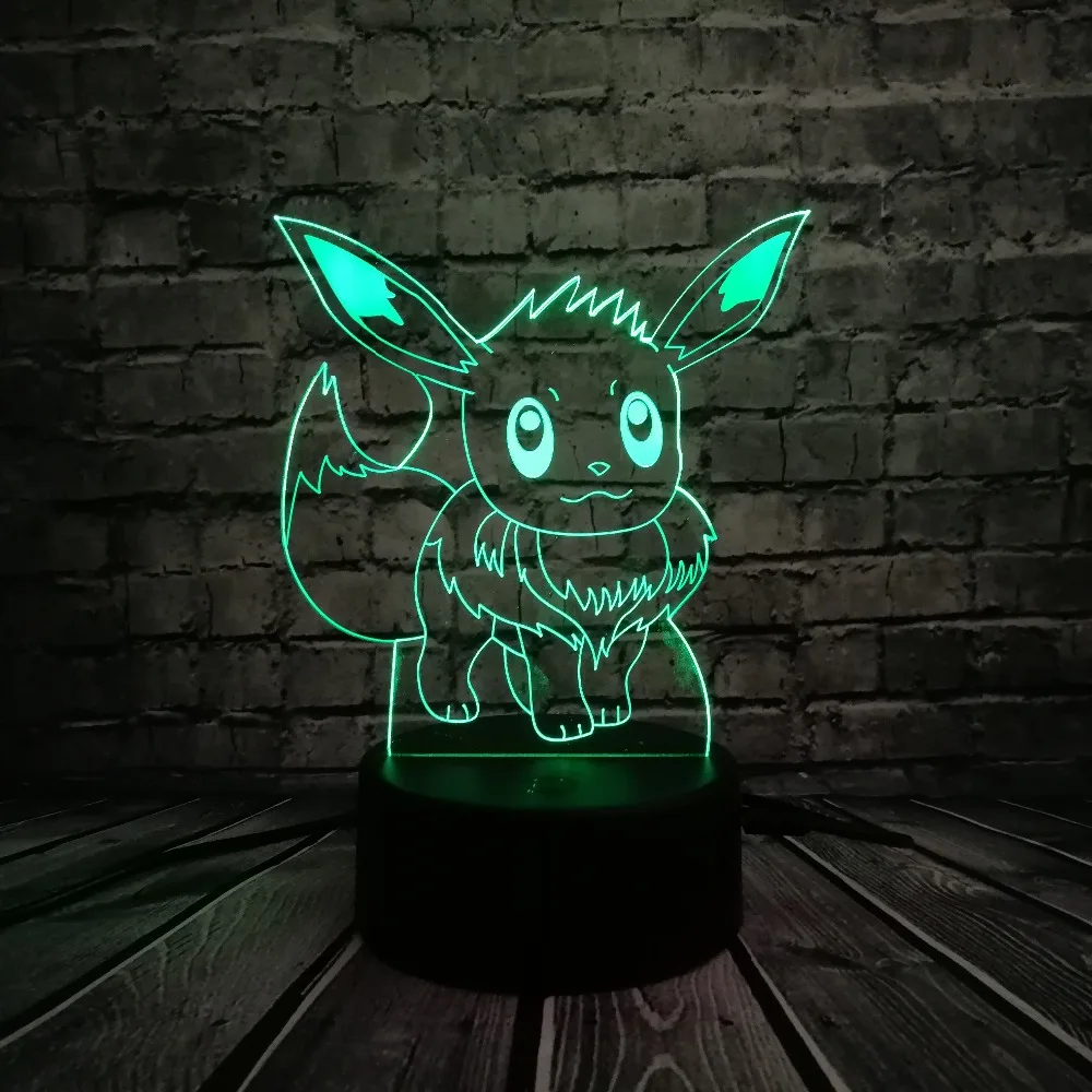 Горячая Распродажа японский мультфильм 3D USB светодиодный светильник Покемон го игра фигурка Evee интересный красочный акриловый планшет ночник детские игрушки