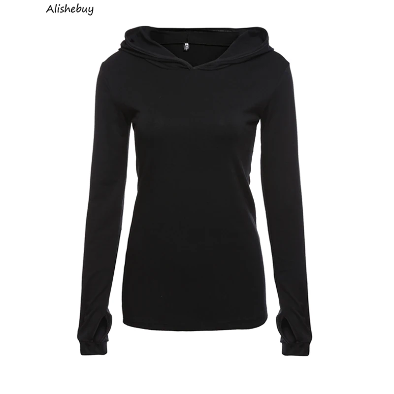 Hot Casual Women Hooded Sweatshirts Glove Long Sleeve Pullover Solid Slim Fit Hoodie Ladies