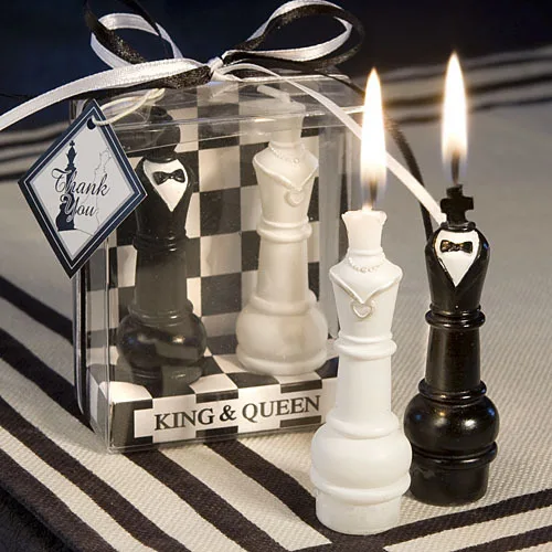 

wedding favor--"King & Queen Chess Piece Candle Favors which can be used as wedding children baby birthday party cake decorated