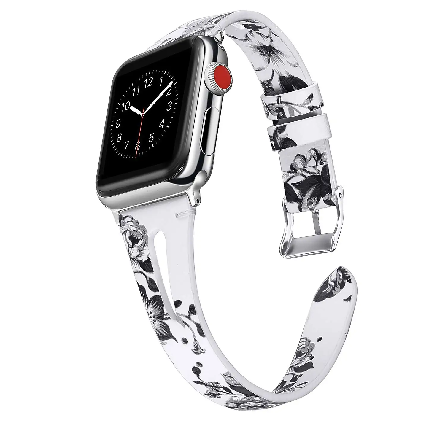 Кожаный браслет для Apple Watch 42 мм, 38 мм, 44 мм, 40 мм, серия 5, 4, 3, 2, 1, ремешок для Apple Watch iWatch, ремешок для часов wo для мужчин/мужчин - Цвет ремешка: whiteflower