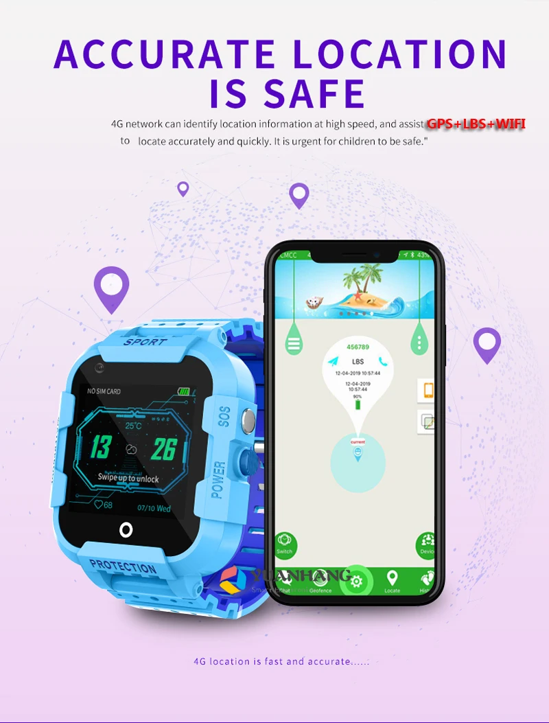 IPX7 водонепроницаемый смарт 4G Удаленная камера gps Wi-Fi детские Студенческие умные часы SOS видео монитор вызовов трекер расположение телефон часы