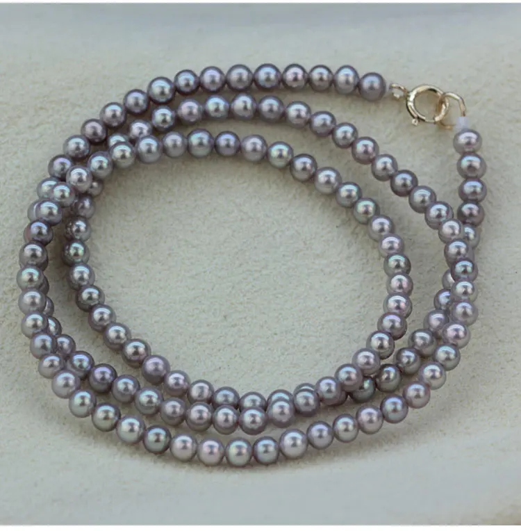 Вечная свадьба, 925 пробы, серебро, настоящий редкий маленький фиолетовый жемчуг, натуральный пресноводный жемчуг, ожерелье, серьги, круглые маленькие 3-4 мм