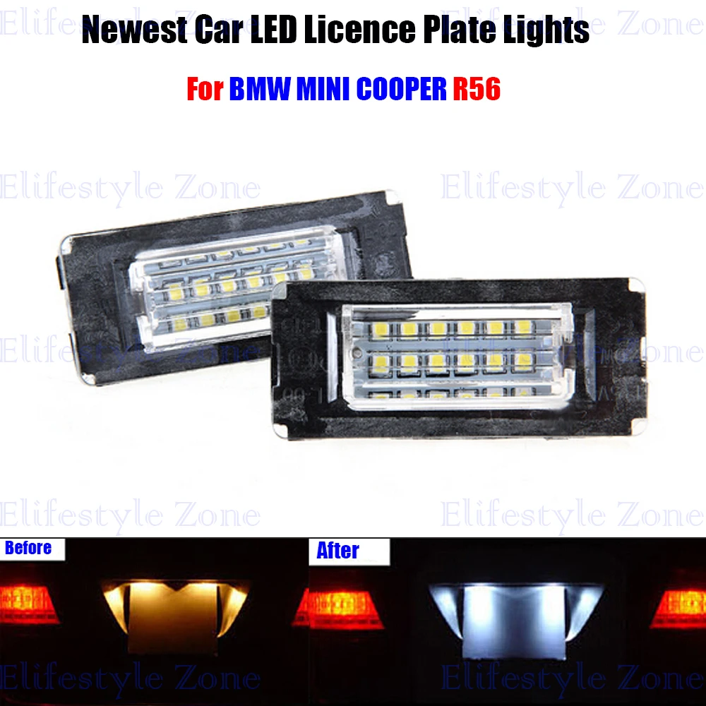 

2 x LED Number License Plate Lamps OBC Error Free 18 LED For BMW Mini R56
