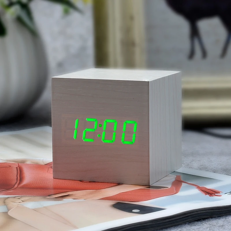Suncree квадратные мини часы деревянный светодиодный Будильник reloj despertador