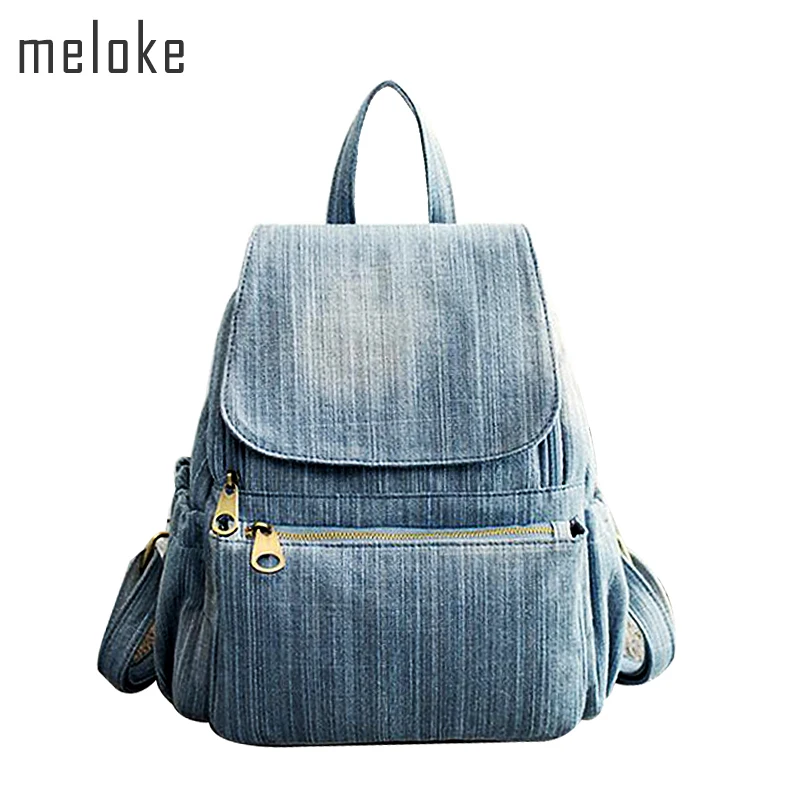 2021 High Quality Vintage Washed Denim Backpack Multifunctional Travel
