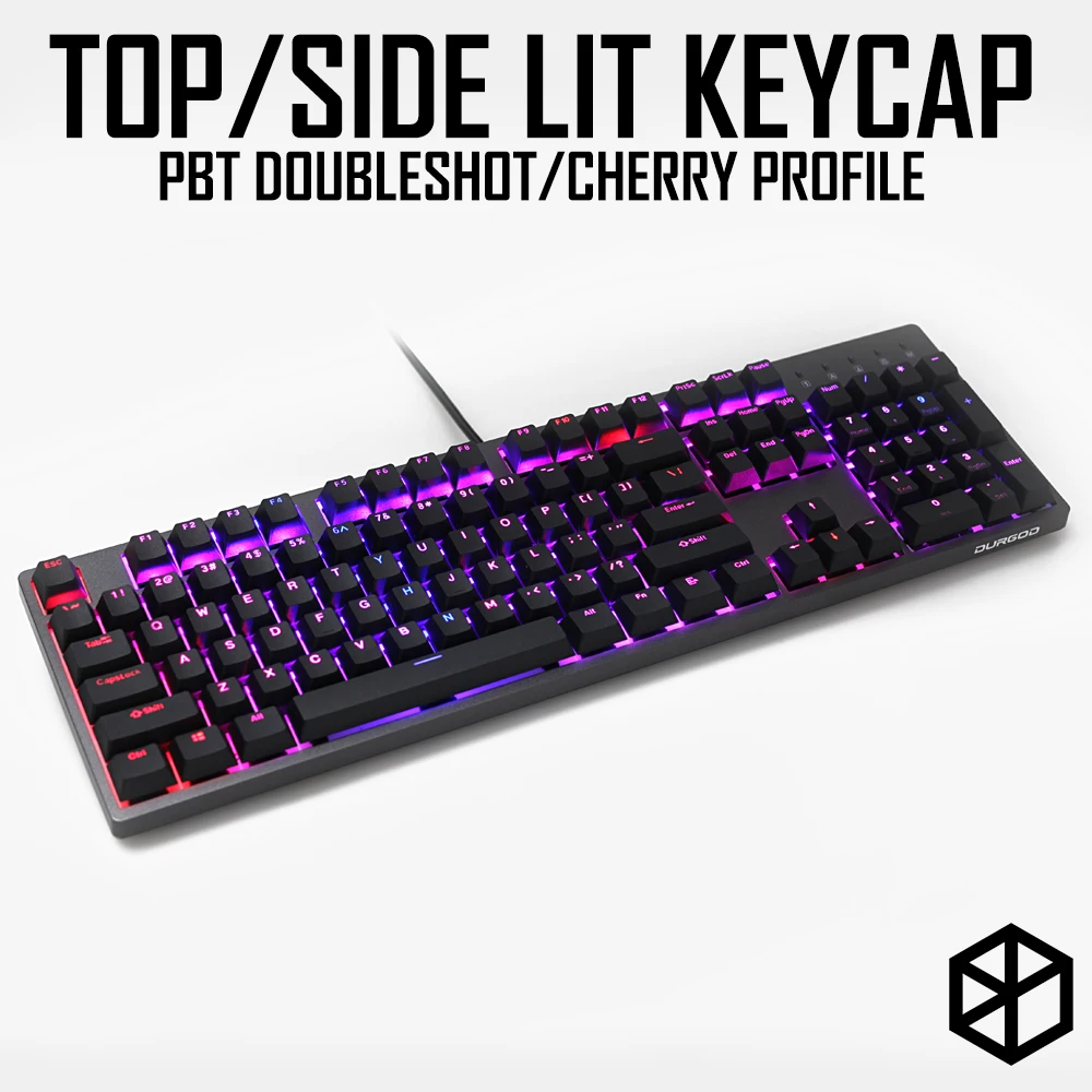 LOOP Cherry PBT Doubleshot Sidelit Keycap Set black white color top front side font for 87 104 tkl ansi 108 ansi cherry profile