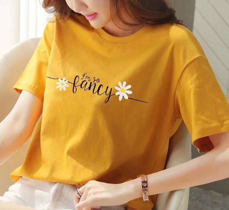 Модный показ-JF 1 шт. для женщин I Am So Fancy Daisy Flower Sunflower tees shirt Harajuku T Shirt белая футболка с ромашками