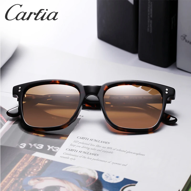 Carfia, Мужские поляризационные Винтажные Солнцезащитные очки, квадратные очки, модные ретро солнцезащитные очки, фирменный дизайн, для вождения,, защита от ультрафиолета