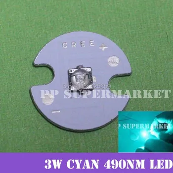 

free shipping 10pcs/lot Cyan 3W 3535 490nm Led on 16mm Star Board