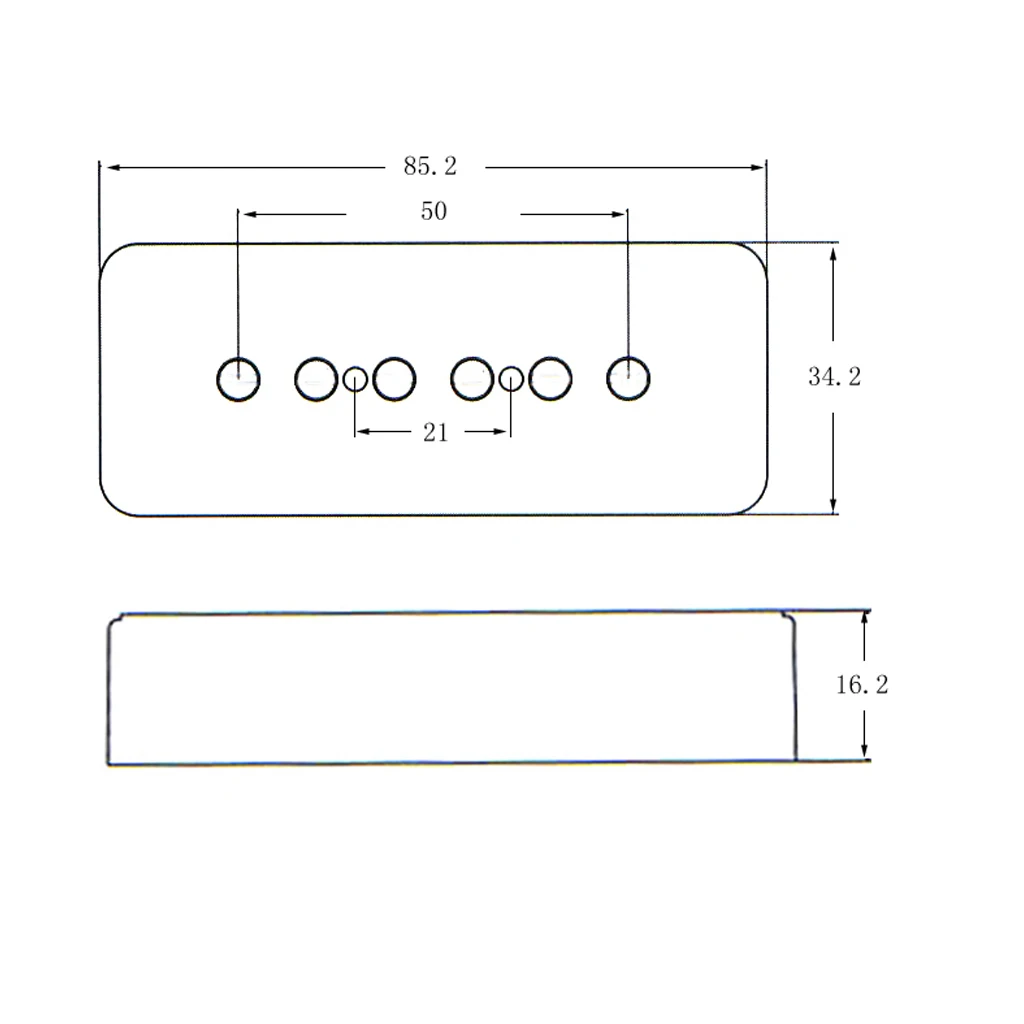 2 Pieces Electric Guitar Single Coil 6 Holes Pickup Cover 50/52mm for P90 Pickup Parts