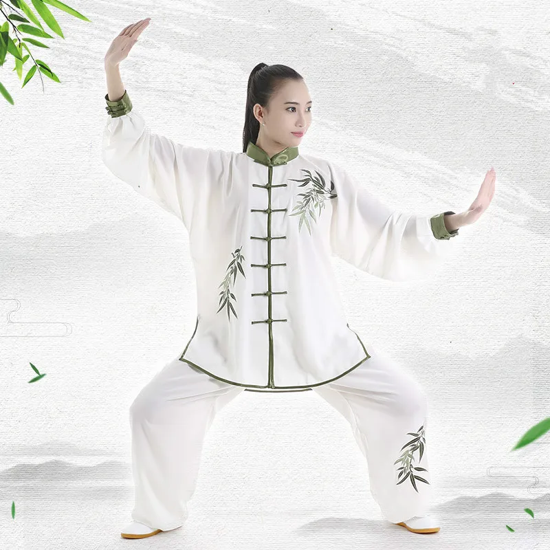 Preise Tai Chi Uniform Erwachsene Martial Arts Kleidung Langarm Stickerei Taekwondo Kungfu Anzug Chinesischen Stil Morgen Übung Kostüme