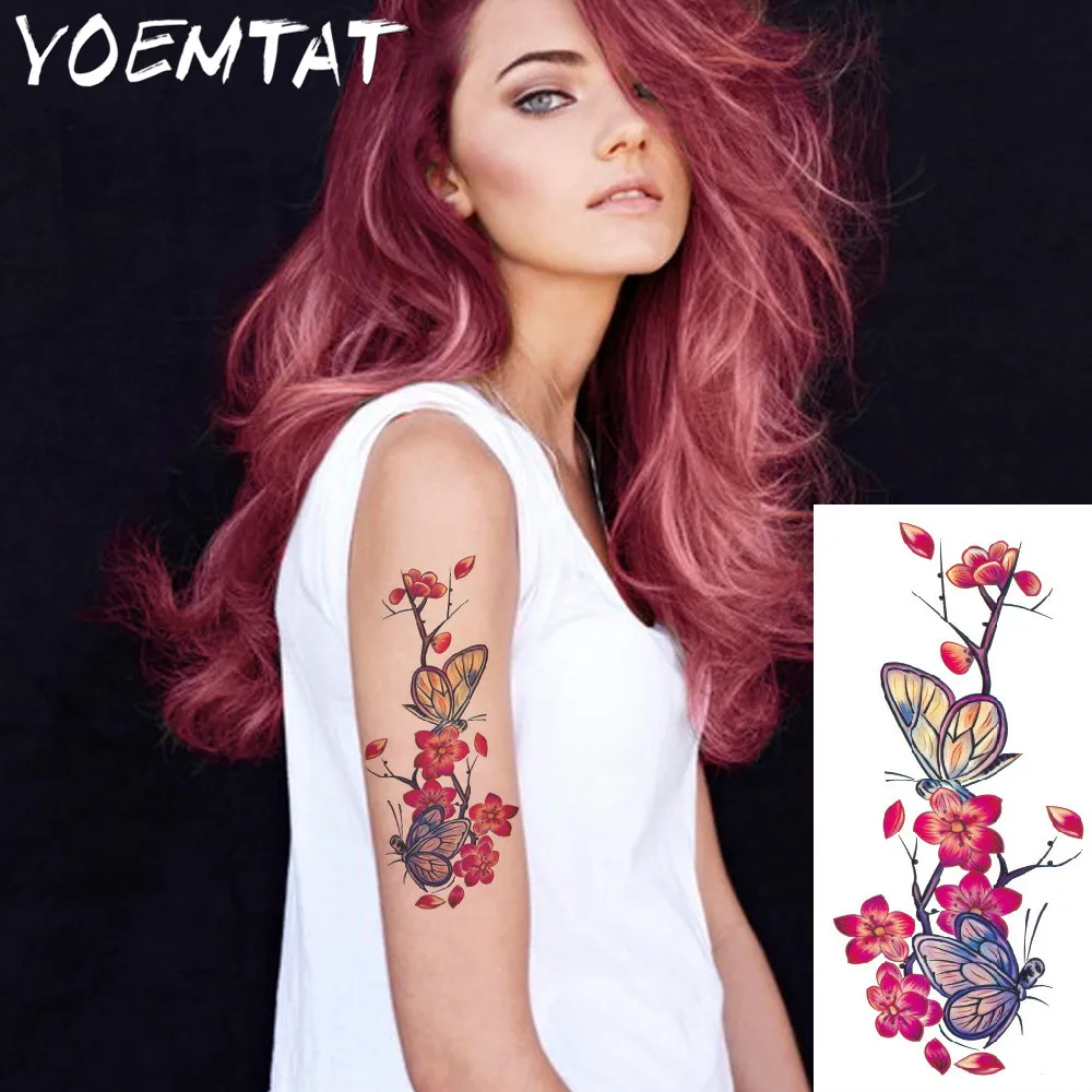 vlinder kersenbloesems arm schouder tattoo stickers flash vlinder kersenbloesems arm schouder tattoo stickers flash