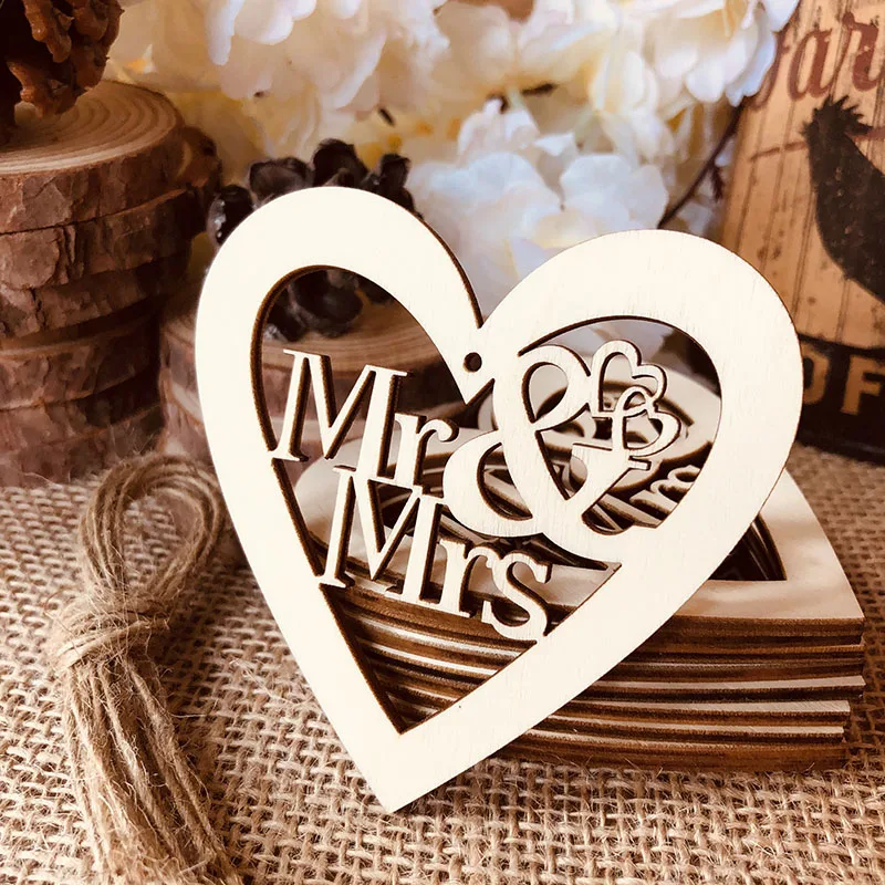 wood heart MR MRs Wedding tag (8)