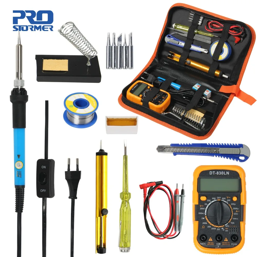 

Prostormer 60w Adjustable Temperature Soldering Iron DIY Welding Kit Suction Tin Circuit Board Repair Screwdriver