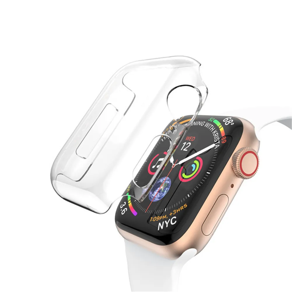 Силиконовый Жесткий Чехол для Apple Watch Series 4 44 мм 40 мм PC защитный чехол s для Iwatch Универсальная крышка ультра-тонкая прозрачная рамка