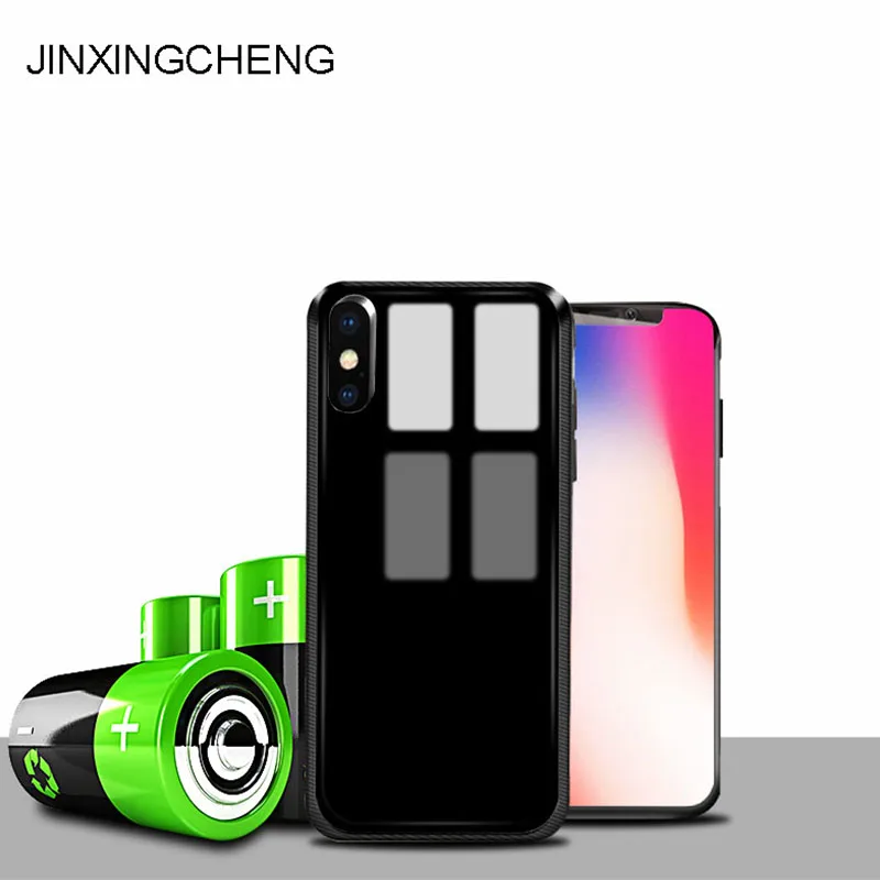 

JINXINGCHENG Fast Charger Silicone Frame Battery Charger Case for Iphone X/XS 5000mAH XS Max 6000mAH Back Cover