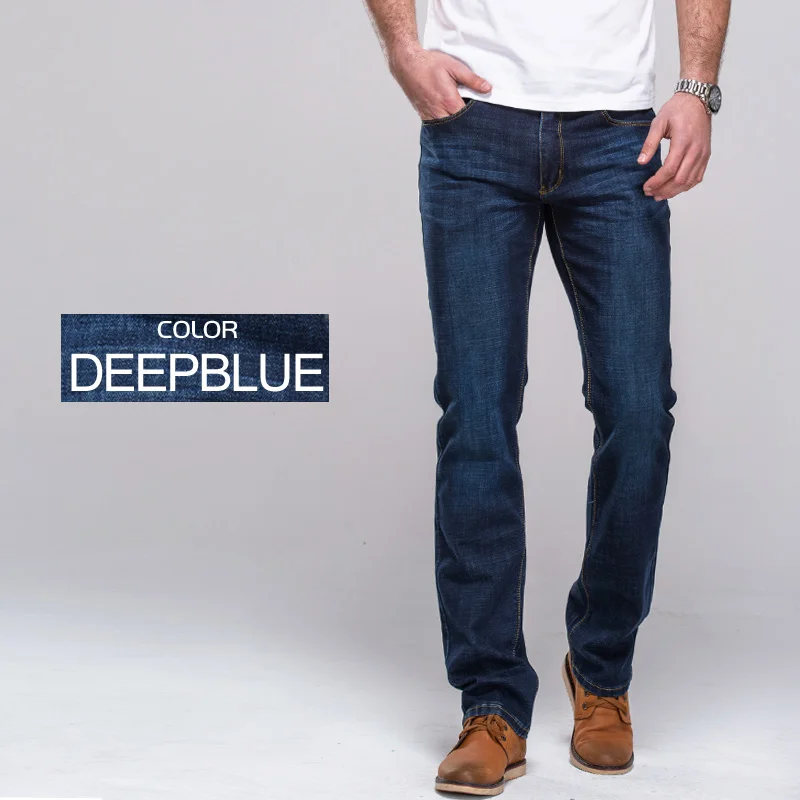 GRG, мужские джинсы, классические, прямые, тянущиеся, джинсы, повседневные, синие, черные, брюки, тянущиеся, длинные штаны - Цвет: Stretch Deep Blue
