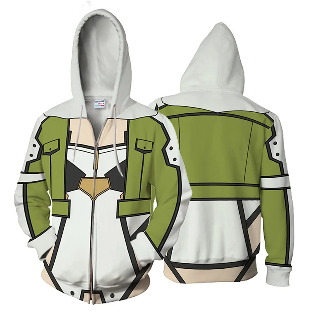 Косплей Sword Art Online Sinon Мужское пальто 3D печать свитер на молнии с шапками рубашка