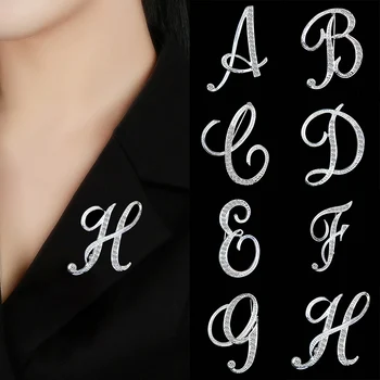 

Hot Sale Crystal 26 letters Women Girls Sweater Scarf Suit Charming Female Brooch Fashion Jewelry