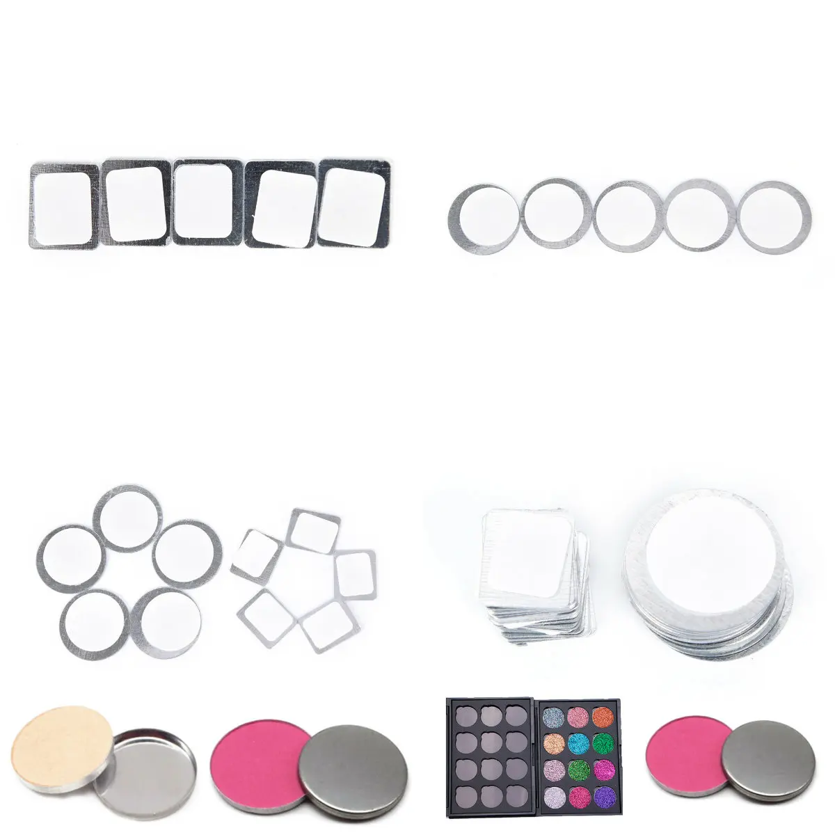 

20pc Hot Saling Round Rectangle Metal Stickers For Eyeshadow To Hold Magnetic Eyeshadow Palette Tightly