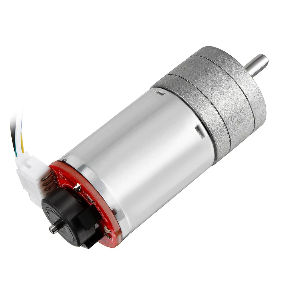 

UXCELL(R) 1Pcs DC 12V 463RPM Gear motor with Encoder Gear Ratio 9.28:1 D Shaft Metal Encoder Gear Motor Silver 25Dx48L mm