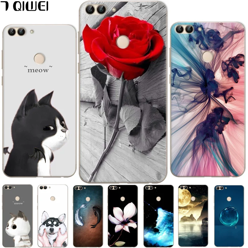 

For Huawei P Smart Case 2018 Silicone Cute Cat Cartoon Back Phone Cases For Huawei P Smart Cover TPU for huawei enjoy 7s case