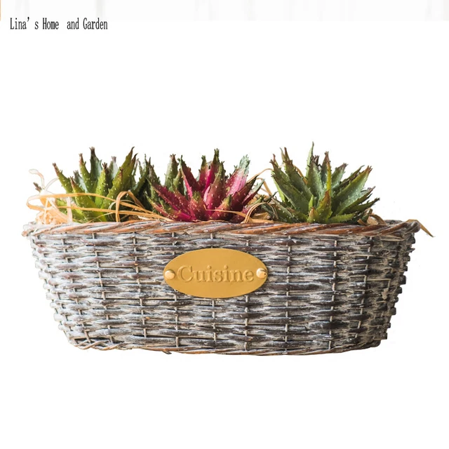 Vintage Farmhouse Decor Hand Made Wicker Wall Baskets For Flowers In Vintage Farmhouse Decor Hand Made Wicker Wall Baskets For Flowers