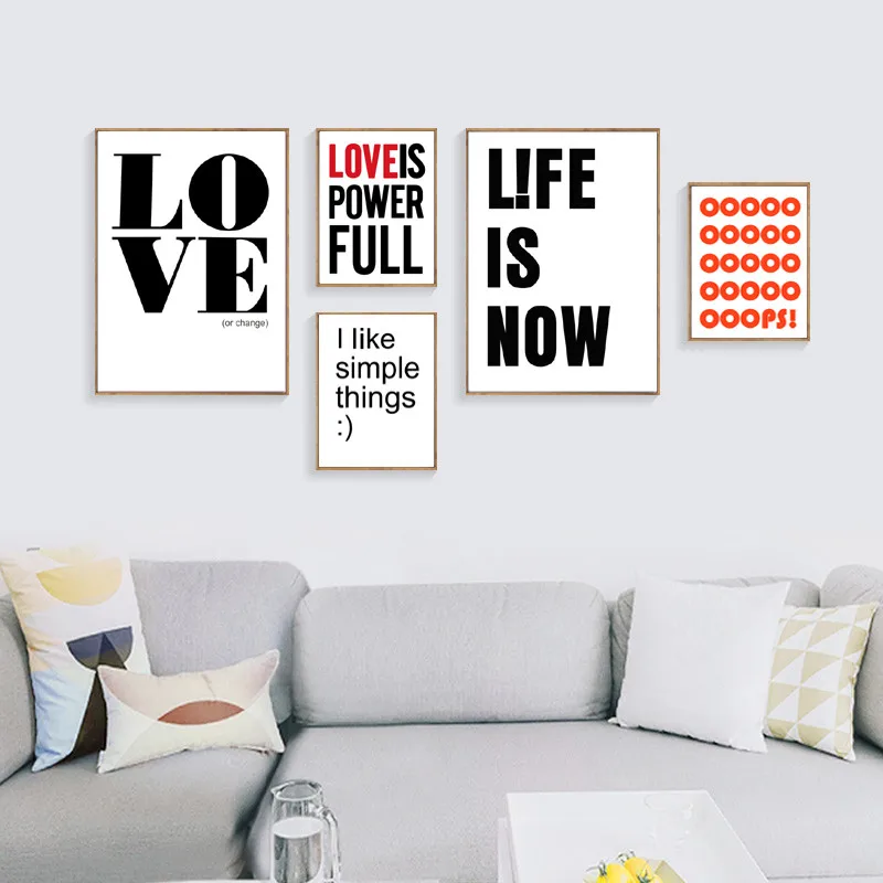 

Classic English Quote Wall Art Prints Love Canvas Painting Life Is Now Wall Poster Home Decor DH2438