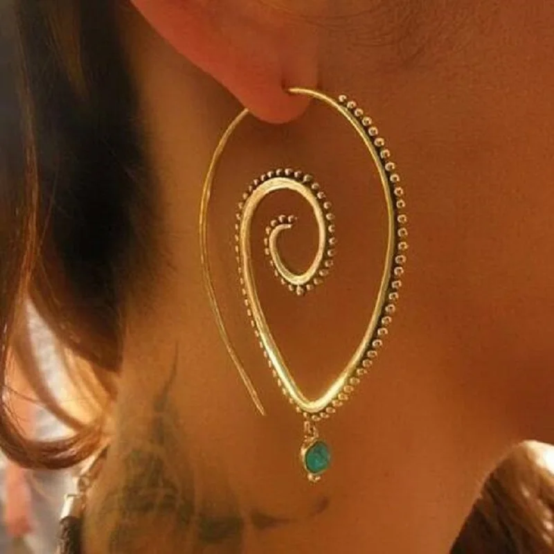 

AliExpress Popular Foreign Trade Exaggerated Vortex Gear-Shaped Earrings Personality Stone Ear Jewelry Wholesale S120