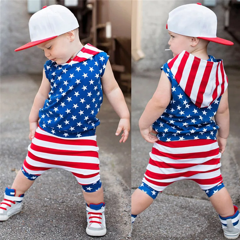 Baby Boy Summer Clothes Toddler Baby 4th of July Stars Striped