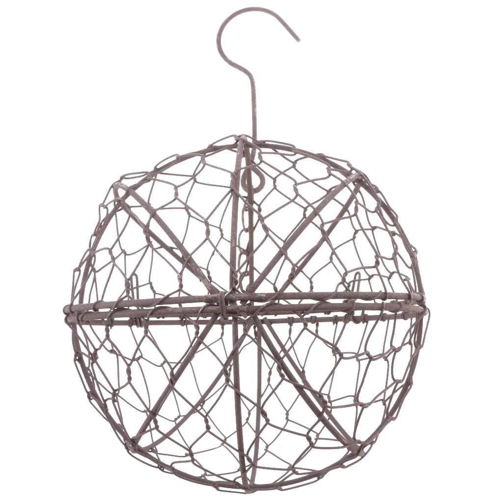 2Pcs Rustic Romantic Iron Frame Ball Shape Succulent Pot Hanging Pot 15cm