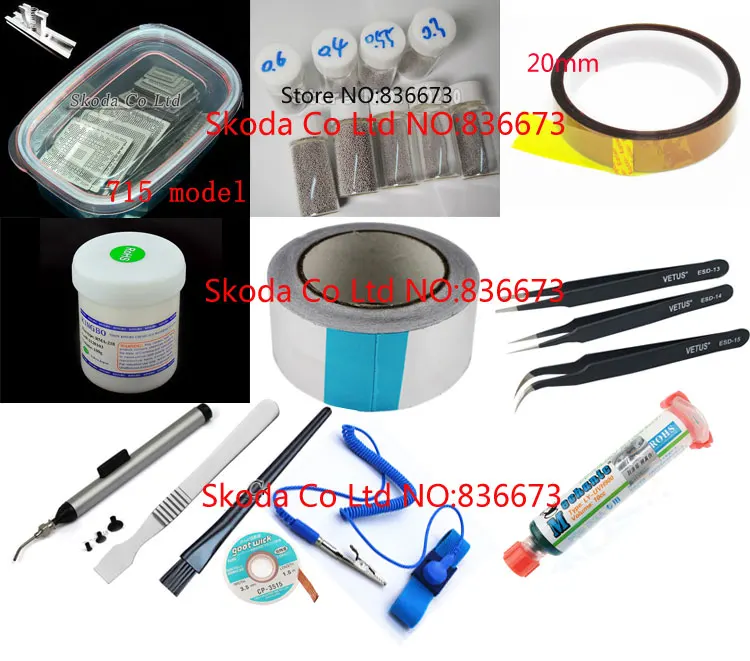

Free shipping 715 model BGA Stencil reballing kit Reballing station Directly Heating Stencils Chip Rework Repair Soldering Kit