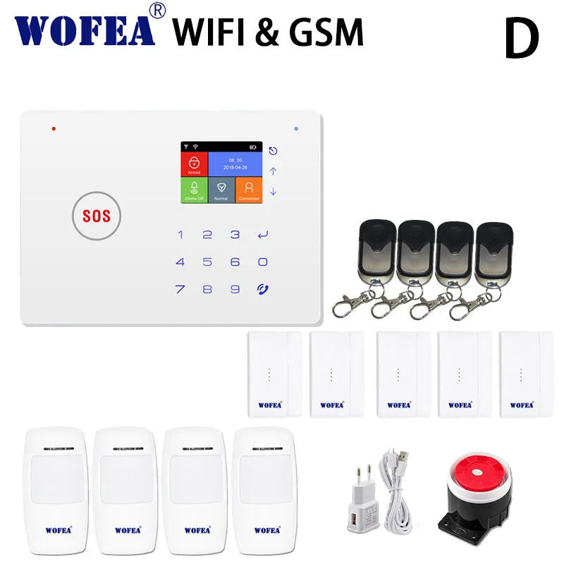 2,4G умный дом безопасности wifi gsm сигнализация Android/IOS приложение сенсорная клавиатура голосовые подсказки SMS и автоматический набор - Цвет: D