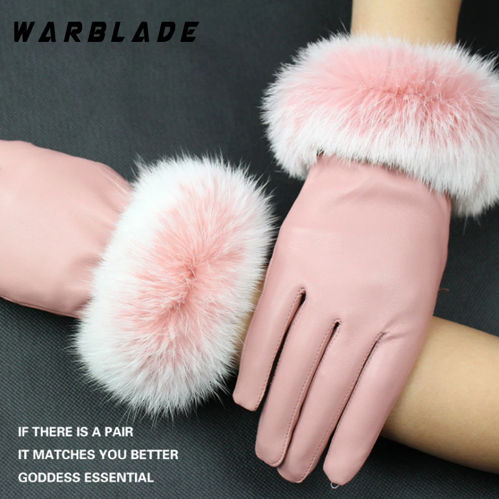 Модные зимние женские уличные повседневные перчатки WarBLade кожаные плюшевые