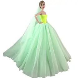 NK 2019 новейшая принцесса кукла вечернее платье ручной работы Кукла Одежда кружевное свадебное платье для куклы Барби аксессуары детские