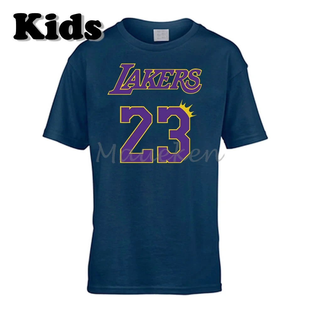 Детская футболка с надписью «KING LeBron James 23 LA LABRON Los Angeles», футболка для мальчиков и девочек, футболка с круглым вырезом, W19041001 - Color: 4