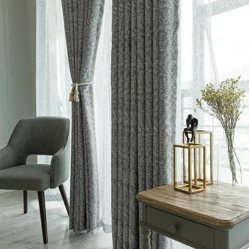 

Window Curtains Tulle Simple Curtains for Living Room Bedroom Balcony Polyester Gray Curtains