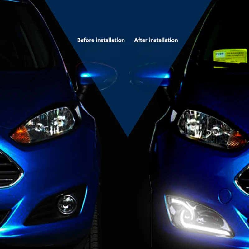 Hlxg LED DRL дневные ходовые огни для ford fiesta 2013 2014 2015 2016 с двойным направляющим светом