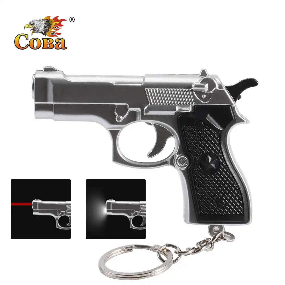Coba Mini Gun Gift Keychain Flashlight 2 Modes Led Light And Infrared Light Use 3 Button Battery Interesting Decorations Light Aliexpress