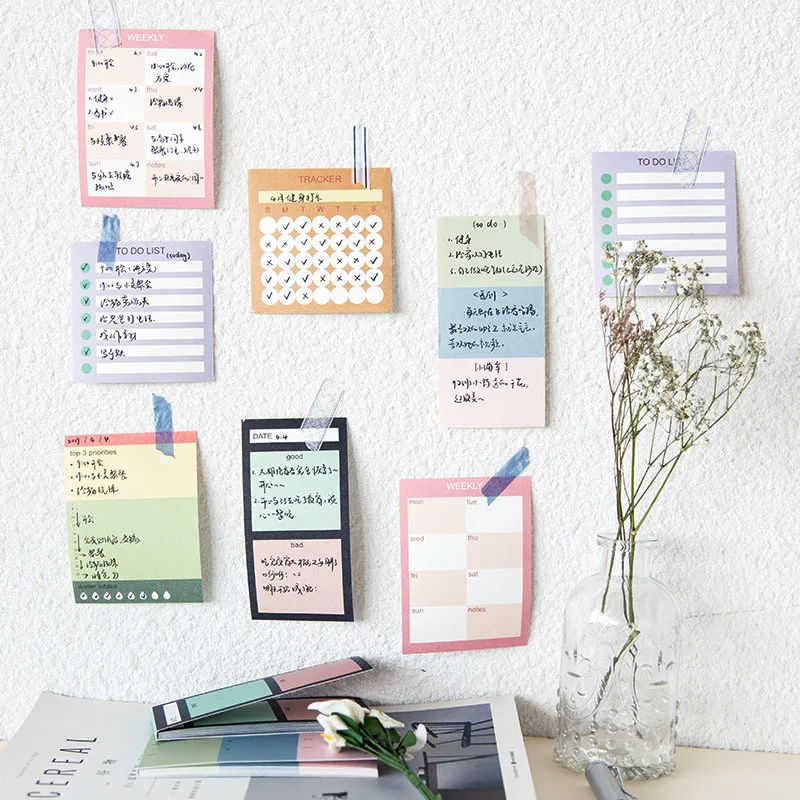 

Warm Color Kawaii Memo Pad Daily Weekly Sticky Notes Office Decoration Schedule Plan Notepads Planner Accessories Stationery