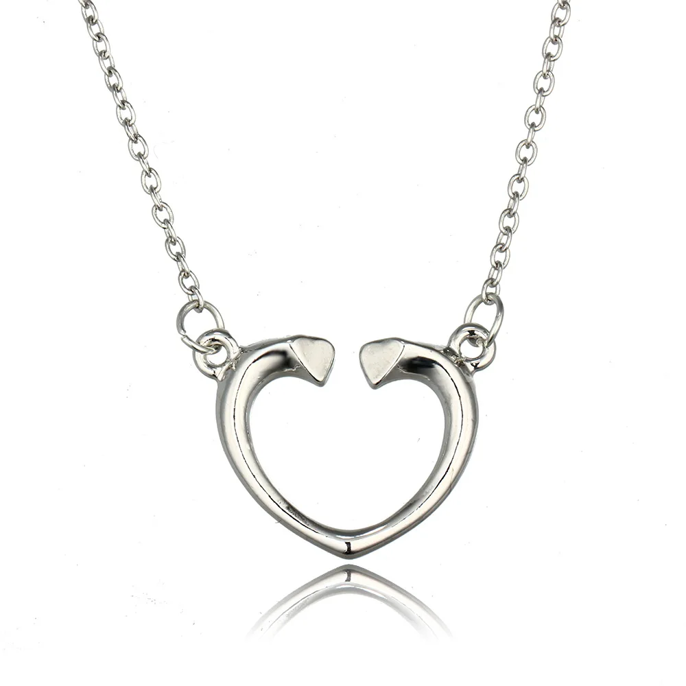 2016 Women Simple Open Heart Pendants Necklaces Silver Heart Clavicle Chain Jewelry Gift For Lover