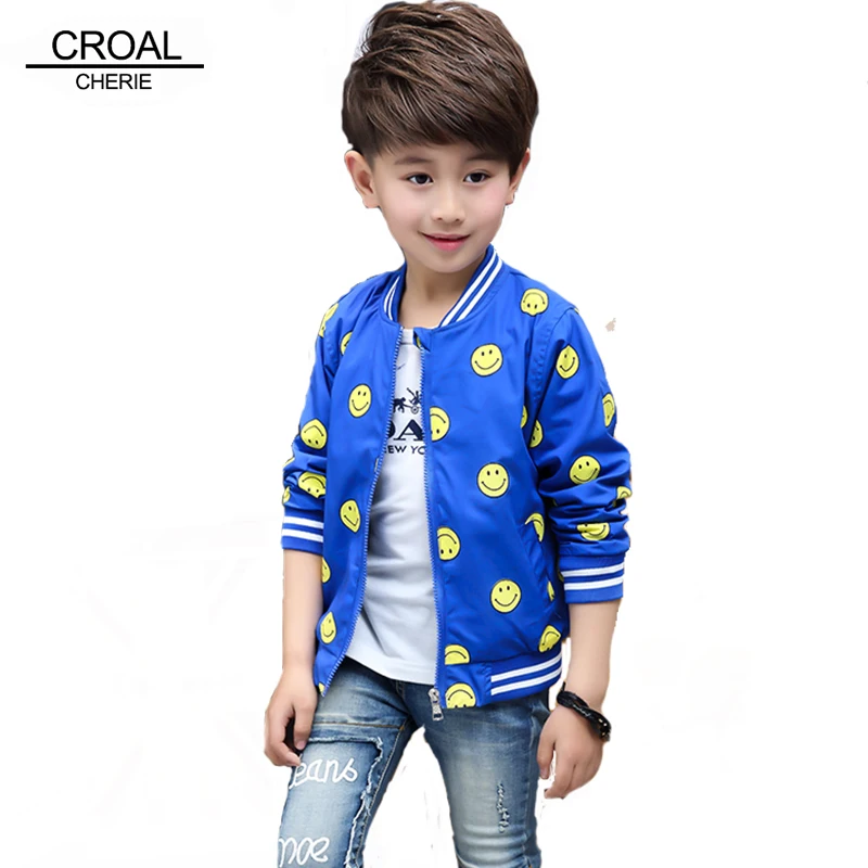 80 130 cm Otoño Primavera Chicos Ropa de Cara Sonriente Del Bebé Chaqueta Azul Niños Abrigos de Manga Completa rompevientos|children coat|boys jacketbaby boy jacket - AliExpress