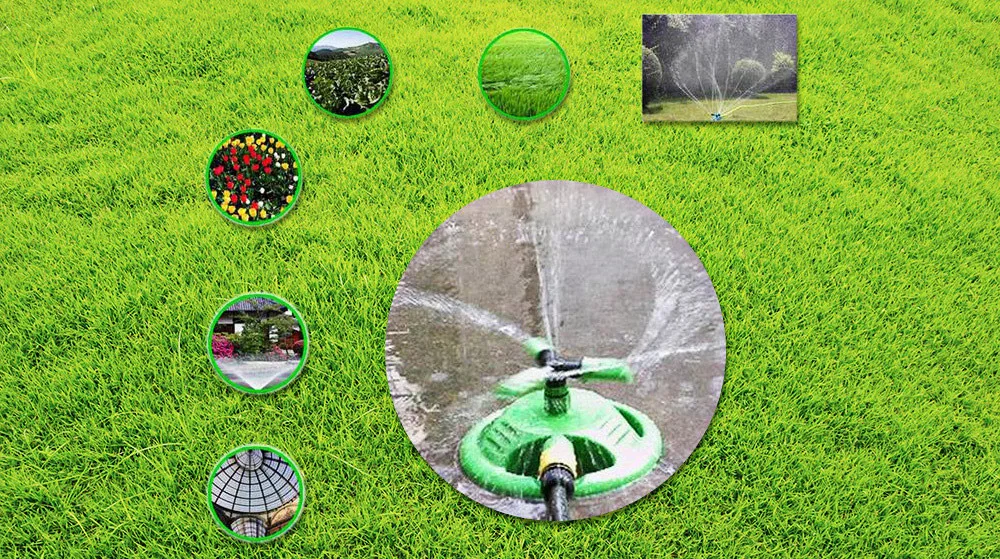 Garden 360-degree Rotary Garden Lawn Sprinkler Automatic Water Spray Irrigation Watering with Plastic for Garden Greenhouse 07