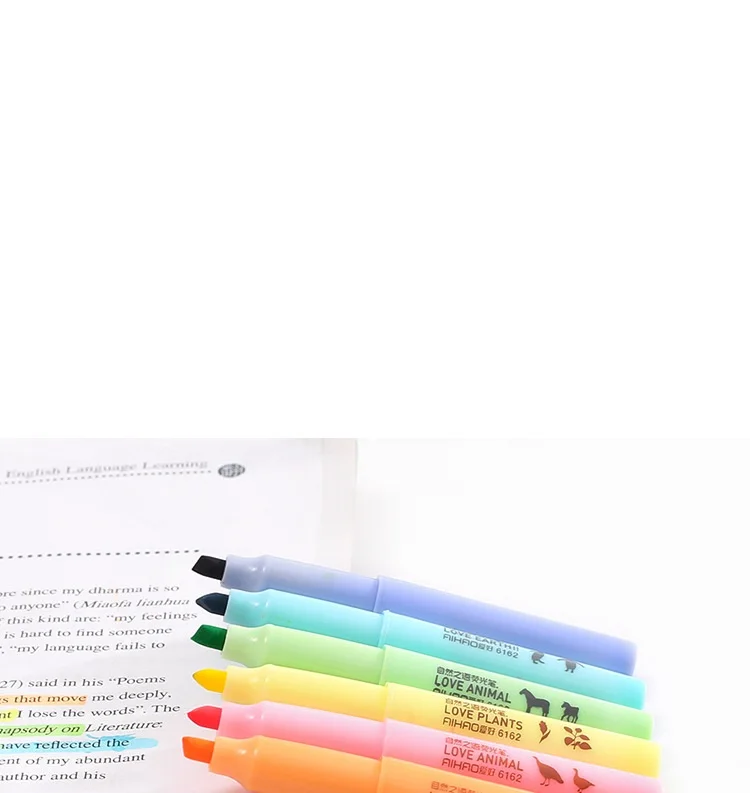 6 шт. природа животных цвет подсветки перо набор мини флуоресцентный маркер пятна лайнер ручки канцелярия Школьные принадлежности F949