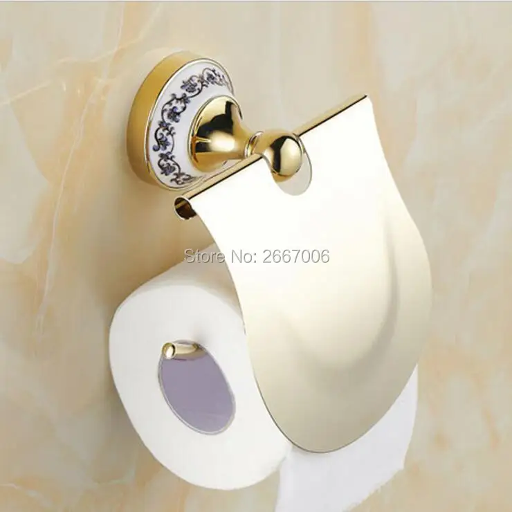 

Free Shipping Morden Gold Chrome Plate Stainless steel Paper Holder Porcelain Paper Holder Wall Mounted Bathroom hardware ZR2309