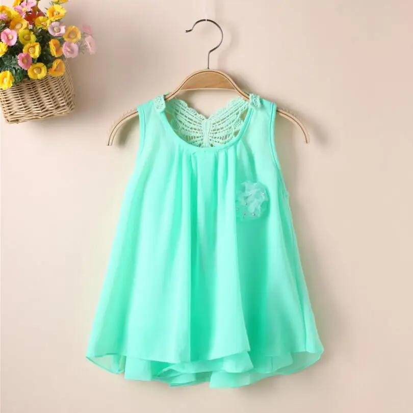 

HOT Kids Clothing Summer Kids Princess Layered One-Piece Baby Girls Sleeveless Flower Loose Dress Chiffon dresses for children